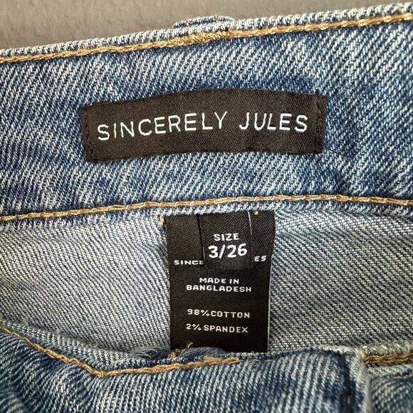 NWOT Sincerely Jules High Rise Festival Distressed Denim Cutoff Shorts - Picture 6 of 6